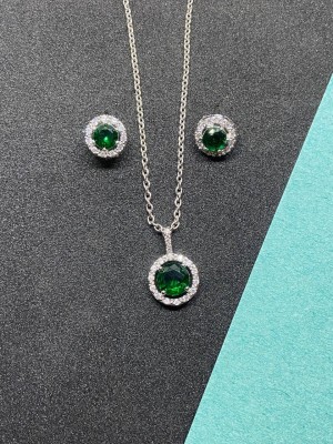 KPCT Alloy Silver Green Jewellery Set(Pack of 1)