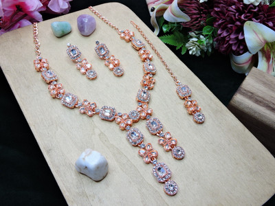 VATSALYA creation Alloy Gold-plated White Jewellery Set(Pack of 1)