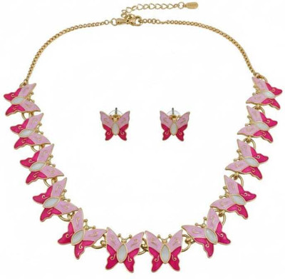 MK Gallery Alloy Pink Jewellery Set(Pack of 1)