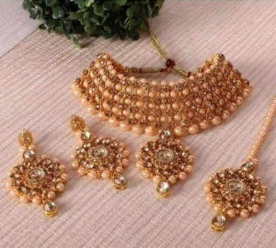 Ruhi Alloy Gold-plated Gold Jewellery Set(Pack of 1)