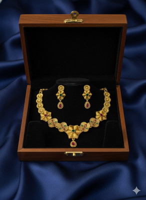 Jassa Alloy Gold-plated Gold Jewellery Set(Pack of 3)