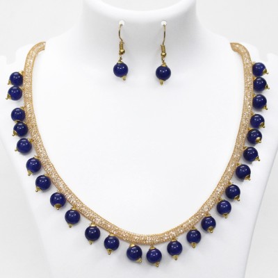 Aroras Bridal & Fashion Jewellery Alloy Gold-plated Blue Jewellery Set(Pack of 1)