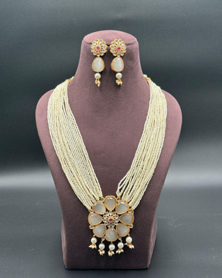 SatnamCreation Alloy Gold-plated White Jewellery Set(Pack of 1)