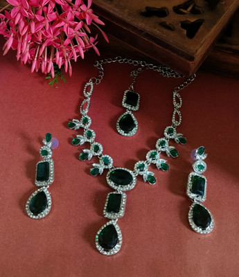 Soniya Crafts Alloy Silver Green Jewellery Set(Pack of 4)