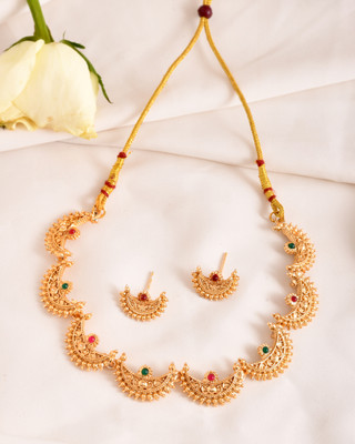 DASTOOR Alloy Gold-plated Multicolor, Gold, White, Red Jewellery Set(Pack of 1)