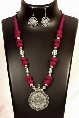 A S enterprize Oxidised Silver Pink Jewellery Set(Pack of 1)