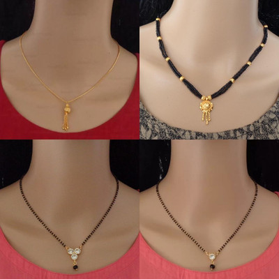 RAMDEV ART FASHION JEWELLERY Pack Of 4 Gold Plated Mangalsutra Tanmaniya For Women Alloy Mangalsutra