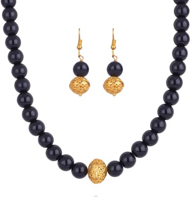 TAP Fashion Copper Gold-plated Black Jewellery Set(Pack of 1)