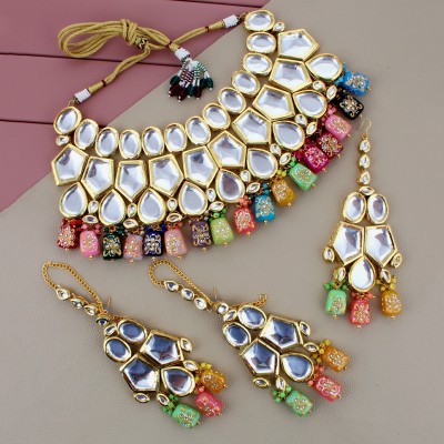 Lucky Jewellery Brass Gold-plated Multicolor Jewellery Set(Pack of 1)