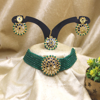 PingBling Alloy Gold-plated Green Jewellery Set(Pack of 1)