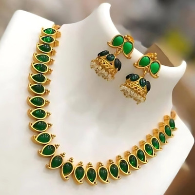Romil Brass Gold-plated Green Jewellery Set(Pack of 1)