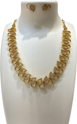 Kiajewels Brass Gold-plated White Jewellery Set(Pack of 2)