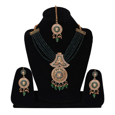 Darsha Collections Alloy Gold-plated Green Jewellery Set(Pack of 1)