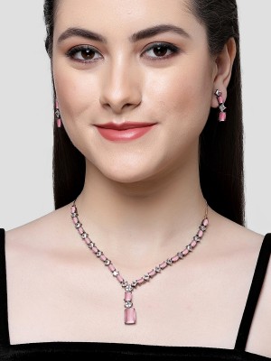 Karatcart Alloy Black Silver Pink Jewellery Set(Pack of 1)