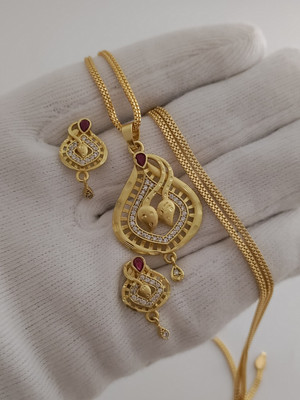 Niva Fashion Brass Gold-plated Gold Jewellery Set(Pack of 2)