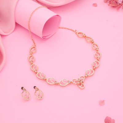 Alasca Brass Gold-plated Rose Gold, White Jewellery Set(Pack of 1)