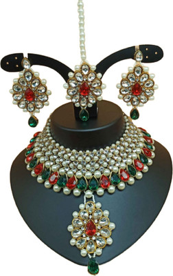 abdur raheem jewellers Alloy Gold-plated Red Jewellery Set(Pack of 1)