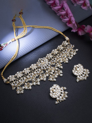 Sukkhi Alloy Gold-plated White Jewellery Set(Pack of 3)