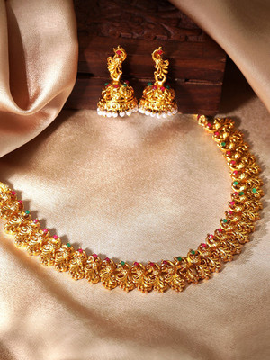 RUBANS Copper Gold-plated Gold, Red Jewellery Set(Pack of 1)
