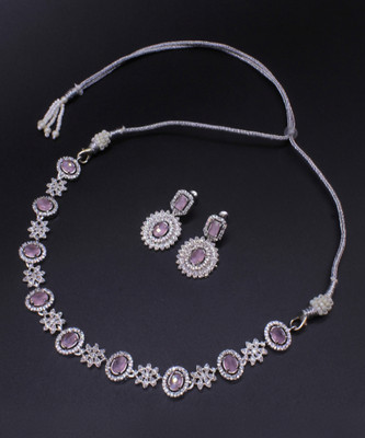 Diamond Drift Copper Silver Pink Jewellery Set(Pack of 3)