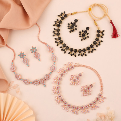 brado jewellery Brass Gold-plated Rose Gold, Gold Jewellery Set(Pack of 3)