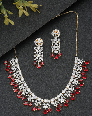 Divastri Alloy Gold-plated Red Jewellery Set(Pack of 3)