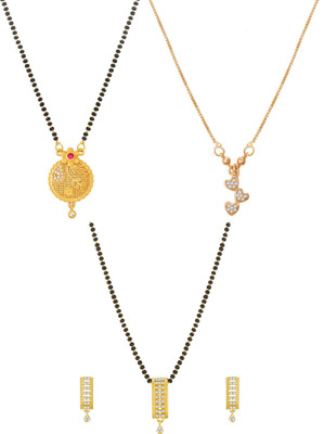 AADITA Brass Gold-plated Black Jewellery Set(Pack of 1)