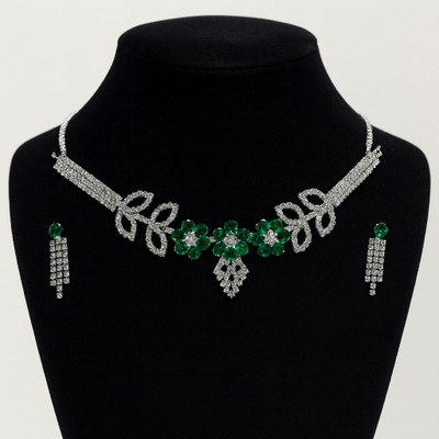 Konika Alloy Sterling Silver Green Jewellery Set(Pack of 1)