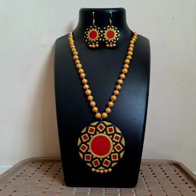 AVIGHNA Terracotta, Dori Red, Gold, Black Jewellery Set(Pack of 1)