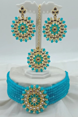 Ruhi Metal, Alloy Gold-plated Blue, Gold Jewellery Set(Pack of 1)