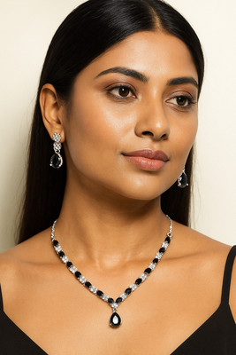 Gujarat Grace Collection Sterling Silver Black Jewellery Set(Pack of 1)