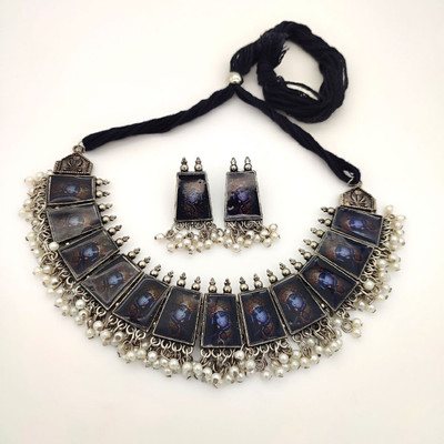 house of common Brass Silver Black Jewellery Set(Pack of 1)