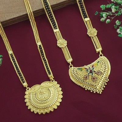 RAMDEV ART FASHION JEWELLERY Combo of 2 Gold Plated Traditional Mangalsutra for Women Brass Mangalsutra