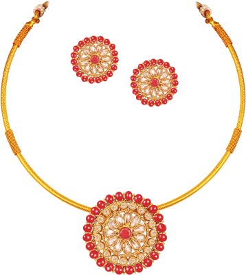 JFL Jewellery for Less Copper Gold-plated Red Jewellery Set(Pack of 3)