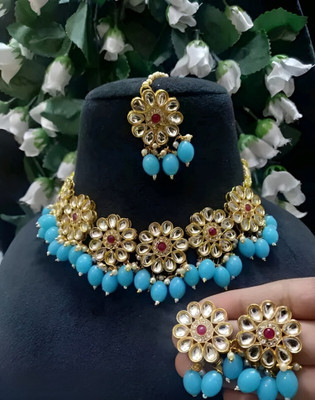 ARADHEMA Alloy Gold-plated Turquoise Jewellery Set(Pack of 1)