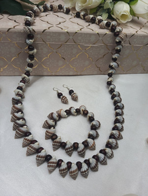 NIPSTec Shell, Wood White, Brown Jewellery Set(Pack of 3)