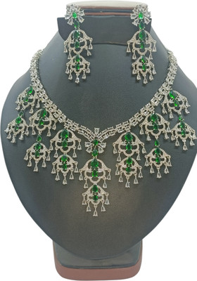 JAVERIA JEWELLRY CREATION Metal, Stone, Stainless Steel White, Green Jewellery Set(Pack of 1)