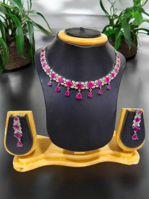 RinGold Brass Gold-plated Red Jewellery Set(Pack of 1)