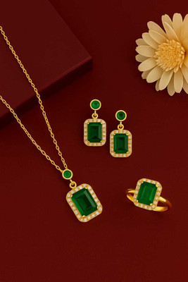 Elvyra Jewels Brass Green Jewellery Set(Pack of 1)