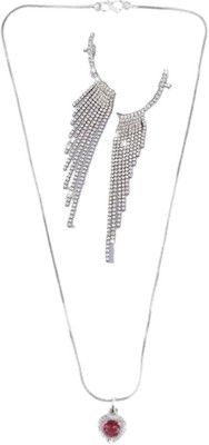 SKG Fashions Stone Red, Silver Jewellery Set(Pack of 1)