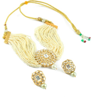 TC FASHION Brass, Alloy Gold-plated White Jewellery Set(Pack of 1)