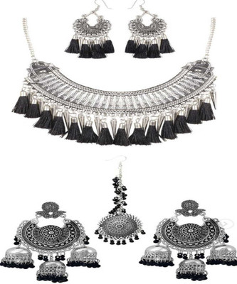 ZUKHRUF Alloy Sterling Silver Silver, Black Jewellery Set(Pack of 1)