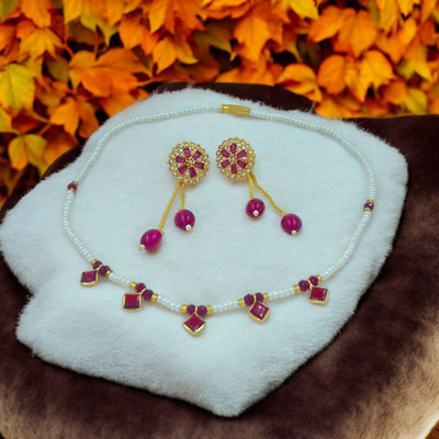 Dado sutho Alloy Gold-plated Pink Jewellery Set(Pack of 3)