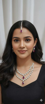 ICG Alloy Platinum Ruby Red Jewellery Set(Pack of 1)