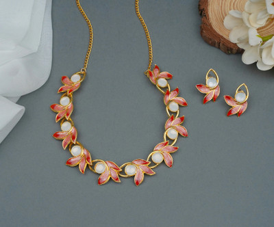 KHODAL ENTERPRISE Brass Gold-plated Orange Jewellery Set(Pack of 1)