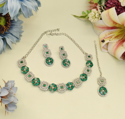 VATSALYA creation Alloy Gold-plated Green Jewellery Set(Pack of 1)