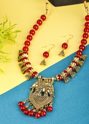 Foxy Trend Alloy Gold-plated Red Jewellery Set(Pack of 3)