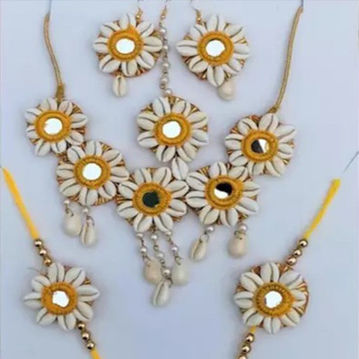 NAVMAV Shell Yellow, White Jewellery Set(Pack of 3)