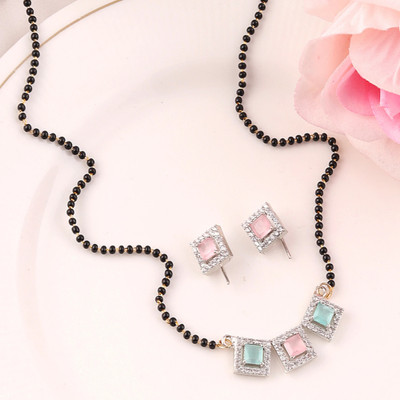 Bhagya Lakshmi Alloy Silver Pink, Black Jewellery Set(Pack of 3)