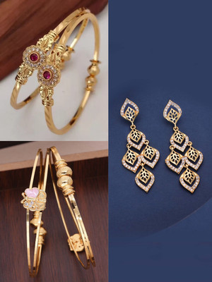 Parisal Brass Gold-plated Black, Purple Jewellery Set(Pack of 3)